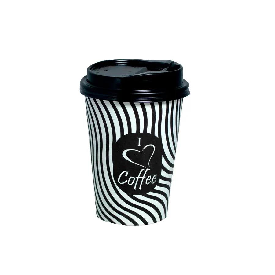 Black Paper Cups printed with a custom design