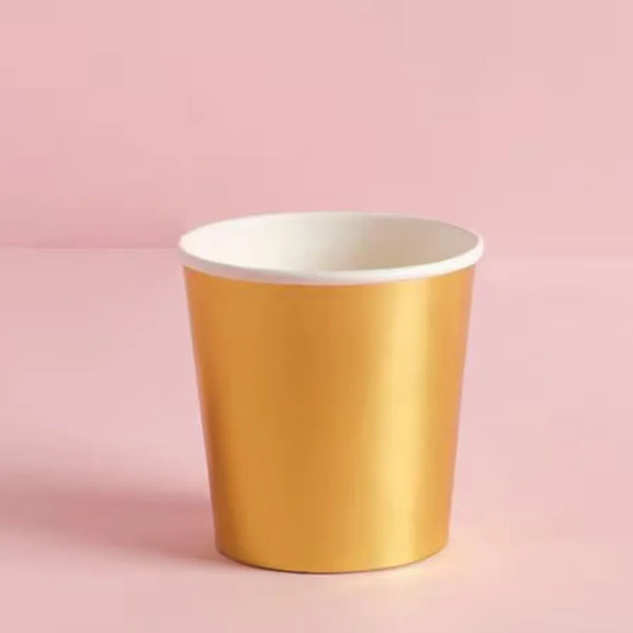 Gold Paper Cups printed with a custom design