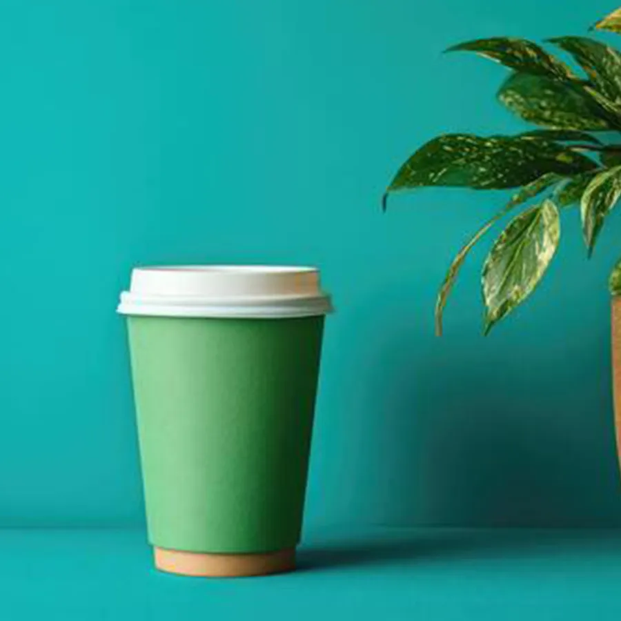 Green Paper Cups printed with a custom design