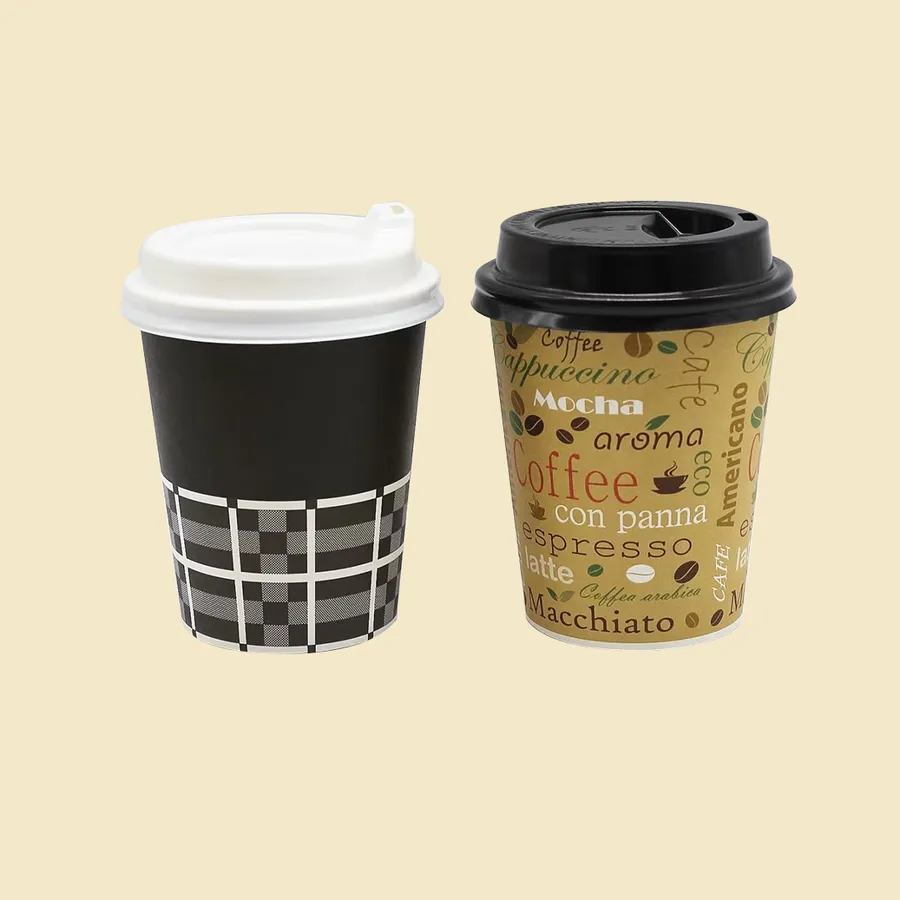 Paper Cups With Lids printed with a custom design