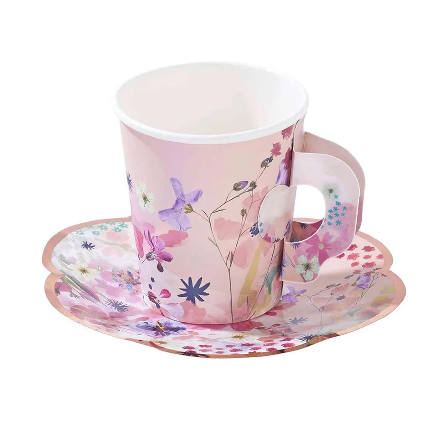 Paper Tea Cups With Handles printed with a custom design