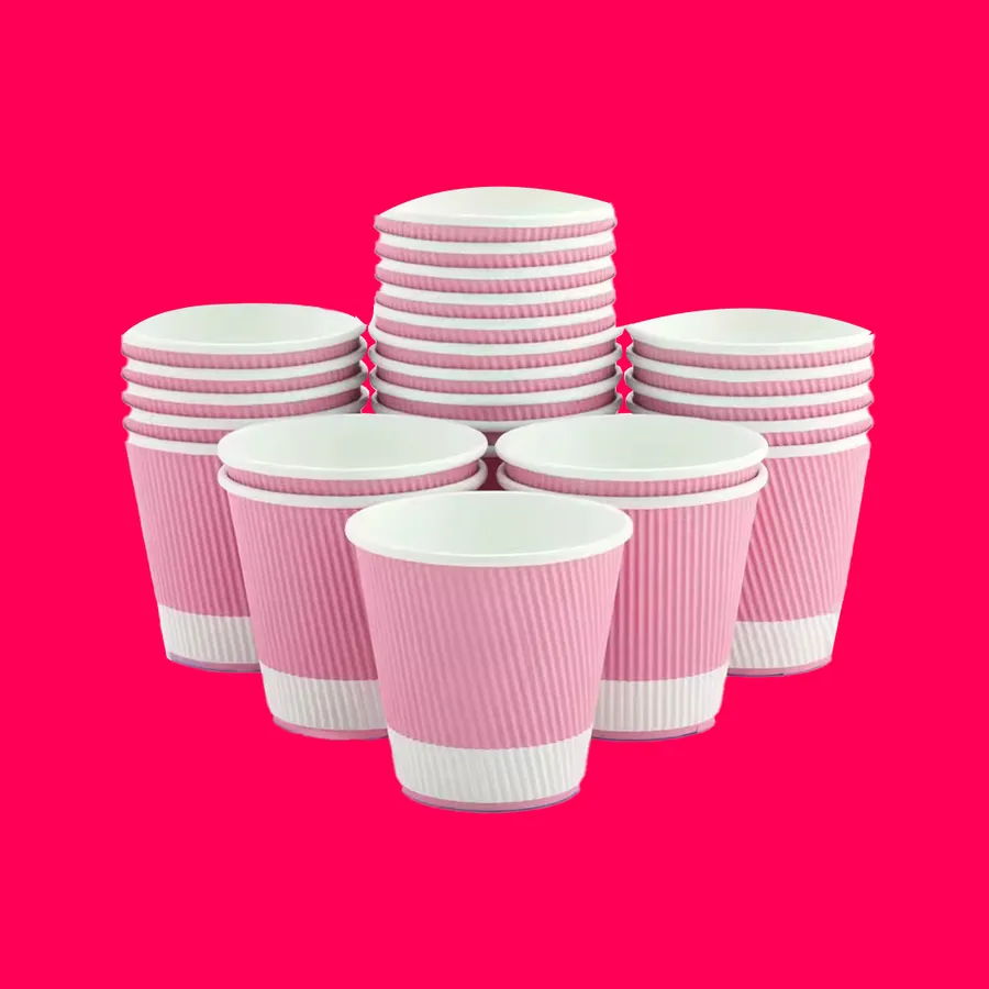 Pink Paper Cups printed with a custom design